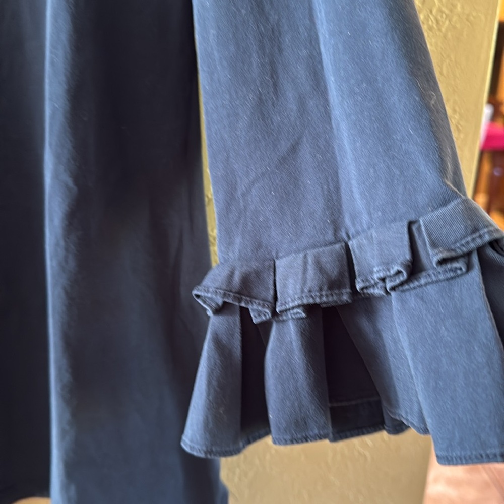 Ann Taylor Women’s Cotton Crew Neck Tunic Ruffles 3/4 Sleeves Navy Size XL - Picture 3 of 8